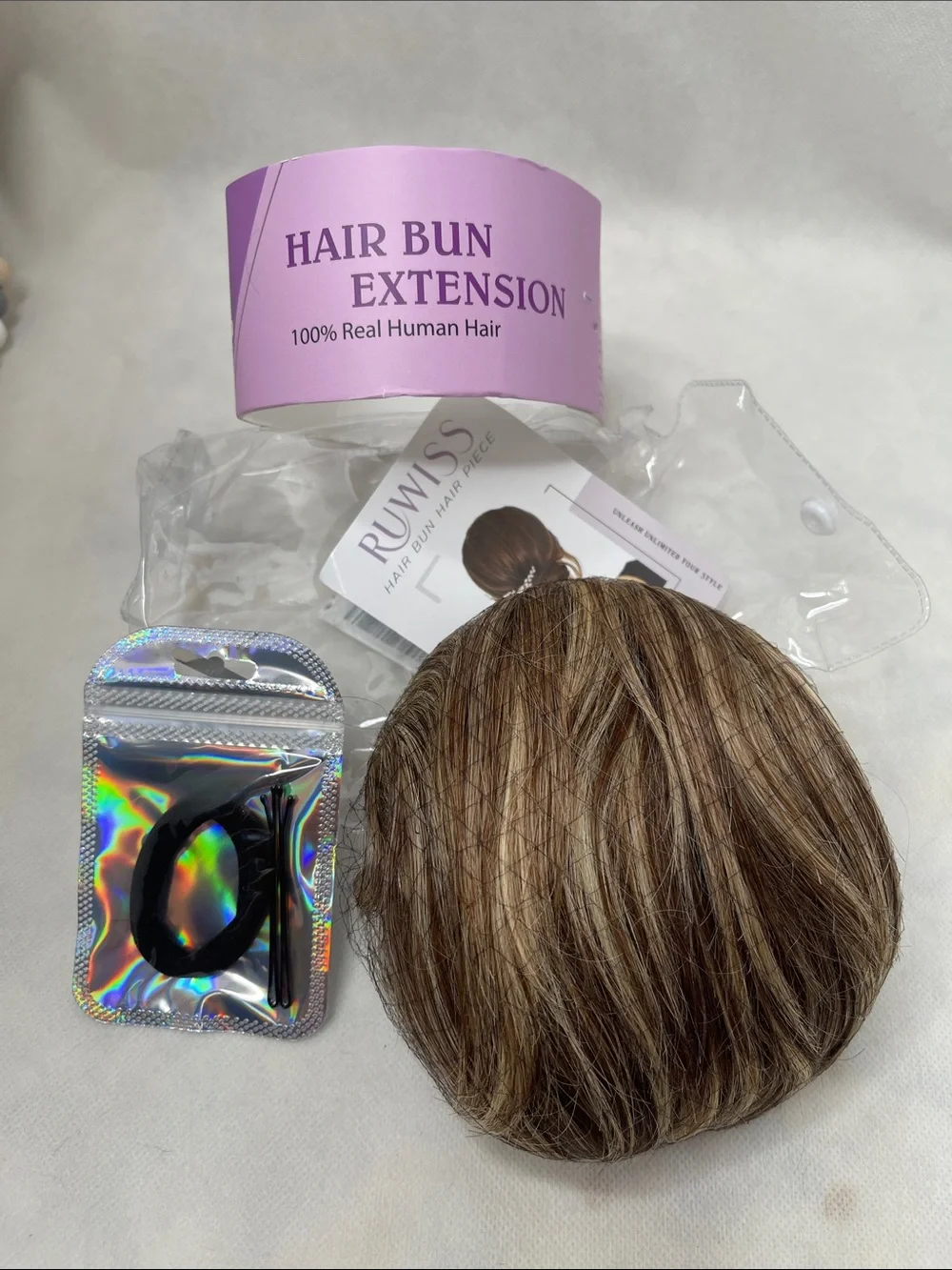 Bun Short Drawstring Ponytail Hair Pieces For Women Brown Mixed Light Blond